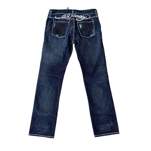 Ed Hardy Boyfriend Y2K Distressed Dagger Jeans Dark Wash Women's 29 - Picture 2 of 15